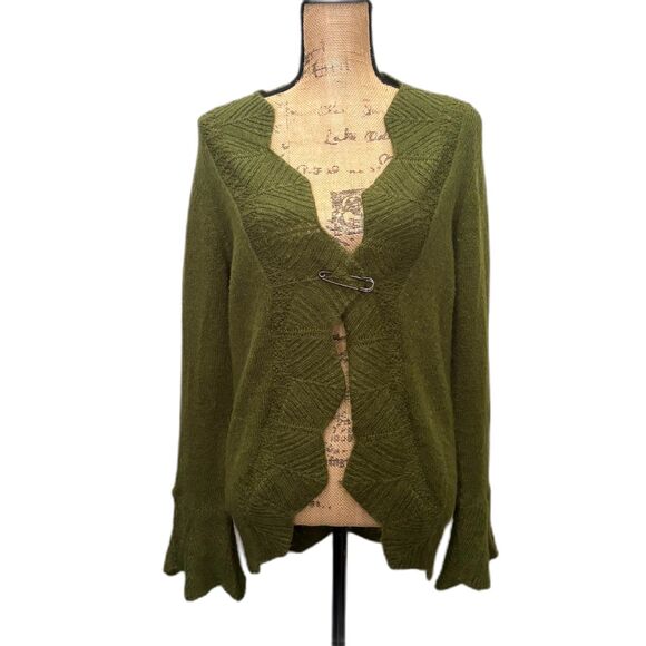 Cabi Mohair Blend Open Front Cardigan Olive Green Forest Fairycore Size Medium - Picture 1 of 5